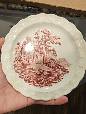 Classic Red Transferware Decorative Plate - White and Red